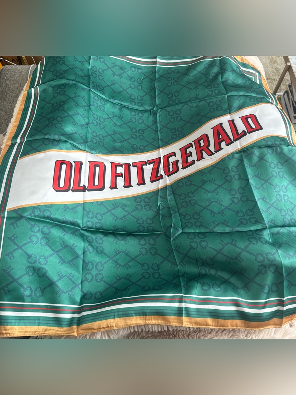 NEW Old Fitzgerald Green Satin Scarf 31β x 31β Bourbon Promo
